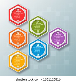 vector abstract 3d paper infographic elements.Hexagon infographics.Honeycomb design