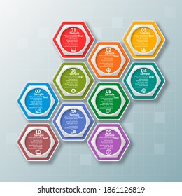 Vektorgrafik-abstrakte 3D-Papierelemente.Hexagon-Infografiken.Honeycomb-Design