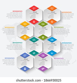 vector abstract 3d paper infographic elements.Hexagon infographics.Honeycomb design