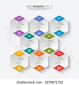 vector abstract 3d paper infographic elements.Hexagon infographics.Honeycomb design