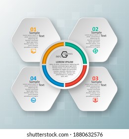 vector abstract 3d paper infographic elements.Hexagon infographics.Honeycomb design