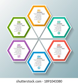 vector abstract 3d paper infographic elements.Hexagon infographics.Honeycomb design