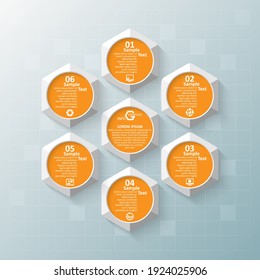 Vektorgrafik-abstrakte 3D-Papierelemente.Hexagon-Infografiken.Honeycomb-Design