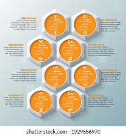 vector abstract 3d paper infographic elements.Hexagon infographics.Honeycomb design