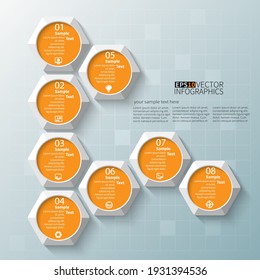 vector abstract 3d paper infographic elements.Hexagon infographics.Honeycomb design