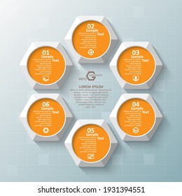 vector abstract 3d paper infographic elements.Hexagon infographics.Honeycomb design