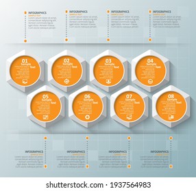 vector abstract 3d paper infographic elements.Hexagon infographics.Honeycomb design