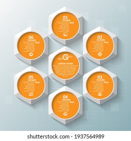 vectores abstractos elementos de la infografía de papel 3d.infografía de hexágono.Diseño de honeycomb