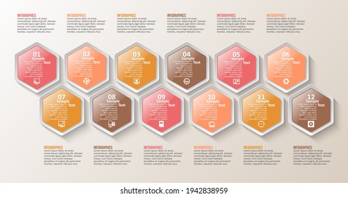 vector abstract 3d paper infographic elements.Hexagon infographics.Honeycomb design