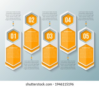 vector abstract 3d paper infographic elements.Hexagon infographics.Honeycomb design