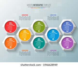 vector abstract 3d paper infographic elements.Hexagon infographics.Honeycomb design