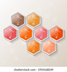 vectores abstractos elementos de la infografía de papel 3d.infografía de hexágono.Diseño de honeycomb