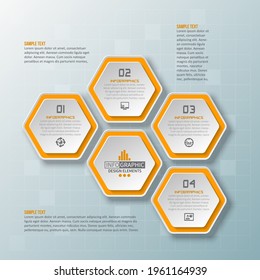 vector abstract 3d paper infographic elements.Hexagon infographics.Honeycomb design