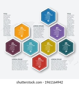 vectores abstractos elementos de la infografía de papel 3d.infografía de hexágono.Diseño de honeycomb