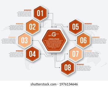 vector abstract 3d paper infographic elements.Hexagon infographics.Honeycomb design