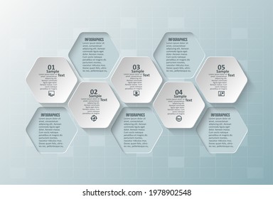 vector abstract 3d paper infographic elements.Hexagon infographics.Honeycomb design