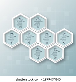 vector abstract 3d paper infographic elements.Hexagon infographics.Honeycomb design