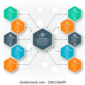 vector abstract 3d paper infographic elements.Hexagon infographics.Honeycomb design