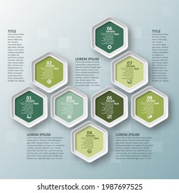 vectores abstractos elementos de la infografía de papel 3d.infografía de hexágono.Diseño de honeycomb