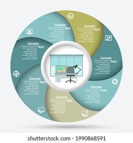 vector abstract 3d paper infographic elements.Circular infographics
