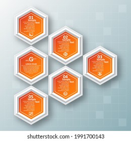 vector abstract 3d paper infographic elements.Hexagon infographics.Honeycomb design