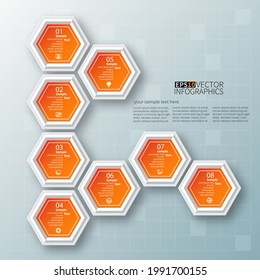 vector abstract 3d paper infographic elements.Hexagon infographics.Honeycomb design