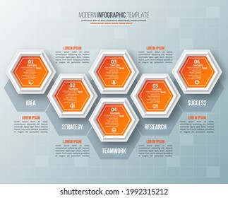 vectores abstractos elementos de la infografía de papel 3d.infografía de hexágono.Diseño de honeycomb