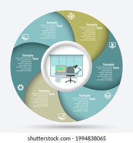 vector abstract 3d paper infographic elements.Circular infographics