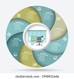 vector abstract 3d paper infographic elements.Circular infographics