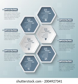 vector abstract 3d paper infographic elements.Hexagon infographics.Honeycomb design