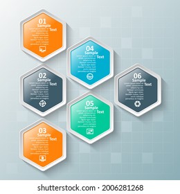 Vektorgrafik-abstrakte 3D-Papierelemente.Hexagon-Infografiken.Honeycomb-Design