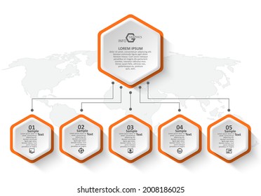 Vektorgrafik-abstrakte 3D-Papierelemente.Hexagon-Infografiken.Honeycomb-Design