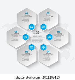 vector abstract 3d paper infographic elements.Hexagon infographics.Honeycomb design