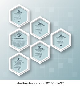 vector abstract 3d paper infographic elements.Hexagon infographics.Honeycomb design