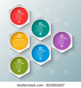 vector abstract 3d paper infographic elements.Hexagon infographics.Honeycomb design