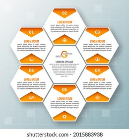 vector abstract 3d paper infographic elements.Hexagon infographics.Honeycomb design