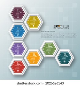 vector abstract 3d paper infographic elements.Hexagon infographics.Honeycomb design