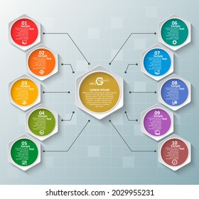 vector abstract 3d paper infographic elements.Hexagon infographics.Honeycomb design