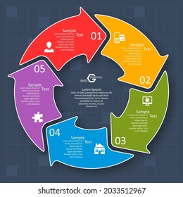 vector abstract 3d paper infographic elements.Circular infographics