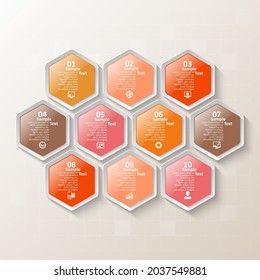 vectores abstractos elementos de la infografía de papel 3d.infografía de hexágono.Diseño de honeycomb