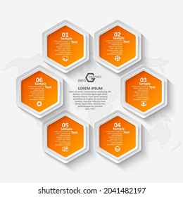 vector abstract 3d paper infographic elements.Hexagon infographics.Honeycomb design