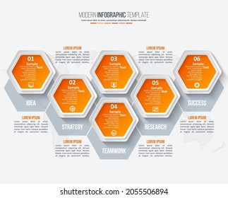 vector abstract 3d paper infographic elements.Hexagon infographics.Honeycomb design