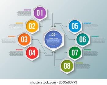 vector abstract 3d paper infographic elements.Hexagon infographics.Honeycomb design