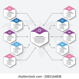 vector abstract 3d paper infographic elements.Hexagon infographics.Honeycomb design