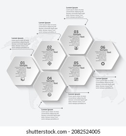 vector abstract 3d paper infographic elements.Hexagon infographics.Honeycomb design
