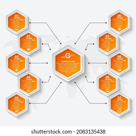 vector abstract 3d paper infographic elements.Hexagon infographics.Honeycomb design