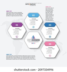 vector abstract 3d paper infographic elements.Hexagon infographics.Honeycomb design
