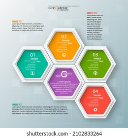 vector abstract 3d paper infographic elements.Hexagon infographics.Honeycomb design