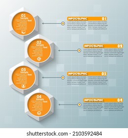 vector abstract 3d paper infographic elements.Hexagon infographics.Honeycomb design
