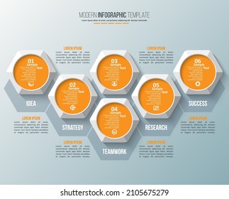 vector abstract 3d paper infographic elements.Hexagon infographics.Honeycomb design